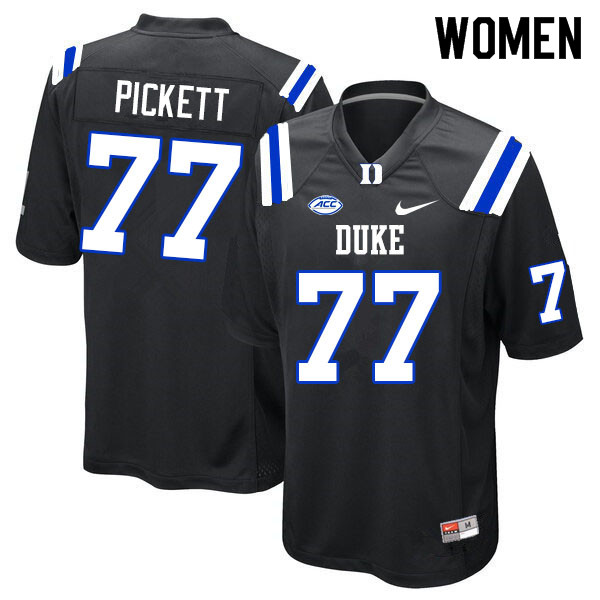 Women #77 Justin Pickett Duke Blue Devils College Football Jerseys Sale-Black - Click Image to Close